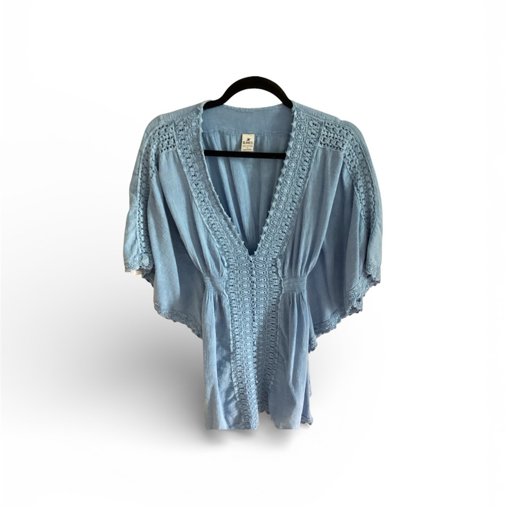 Boho Blanco cotton top with crochet